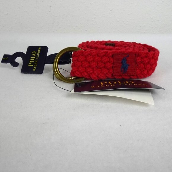 Polo Ralph Lauren Belt Men's Size L Red Webbed Adjustable O Ring Preppy - Picture 2 of 9